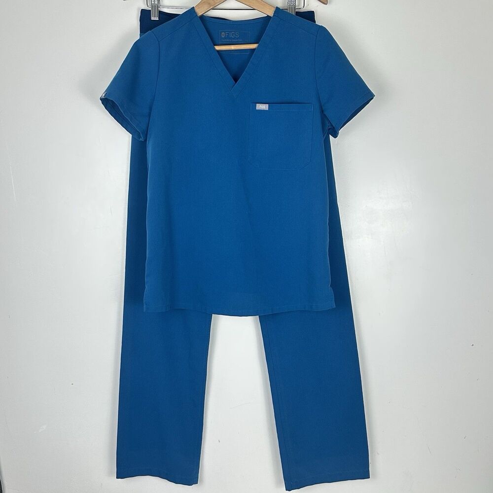 FIGS Limited Edition Alps Blue Catarina Top Livingston Pant Scrub Set Size XS/ST